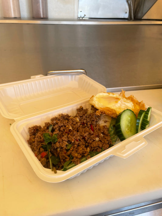 PAD GRA PROW BEEF/RICE